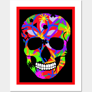 RAINBOW FLOWER SKULL Posters and Art